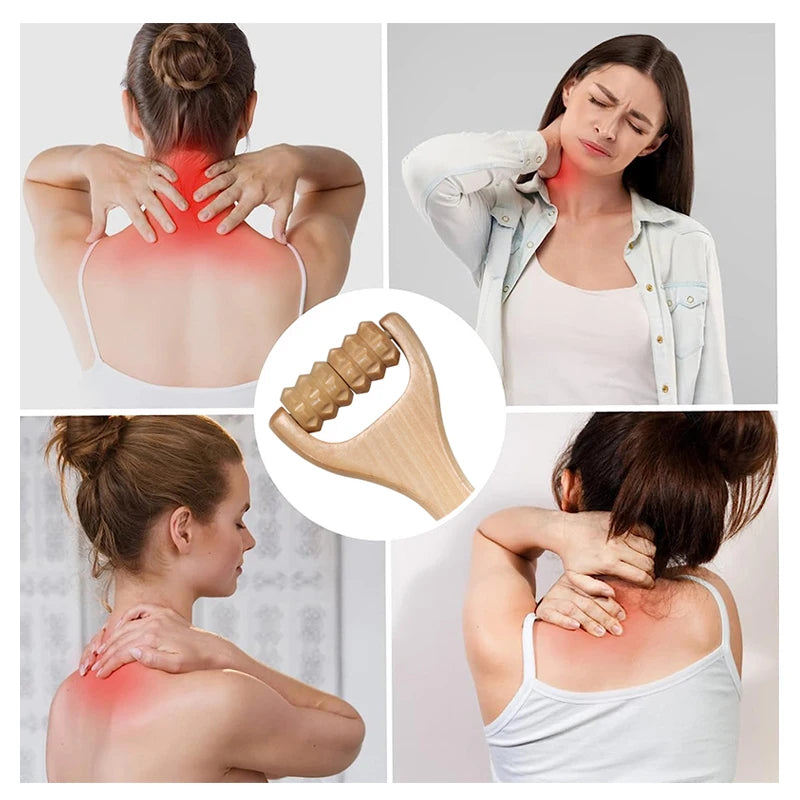 1pcs Wooden Massage Roller, Multi-Functional Body Roller for Cellulite Reduction, Eases Muscle Tension ,Natural Muscle Roller