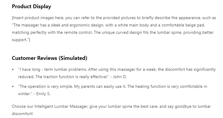 Ergonomic Electric Lumbar Traction Massager Adjustable Vibration Waist Spine Support Back Massage Machine Inflatable Stretcher