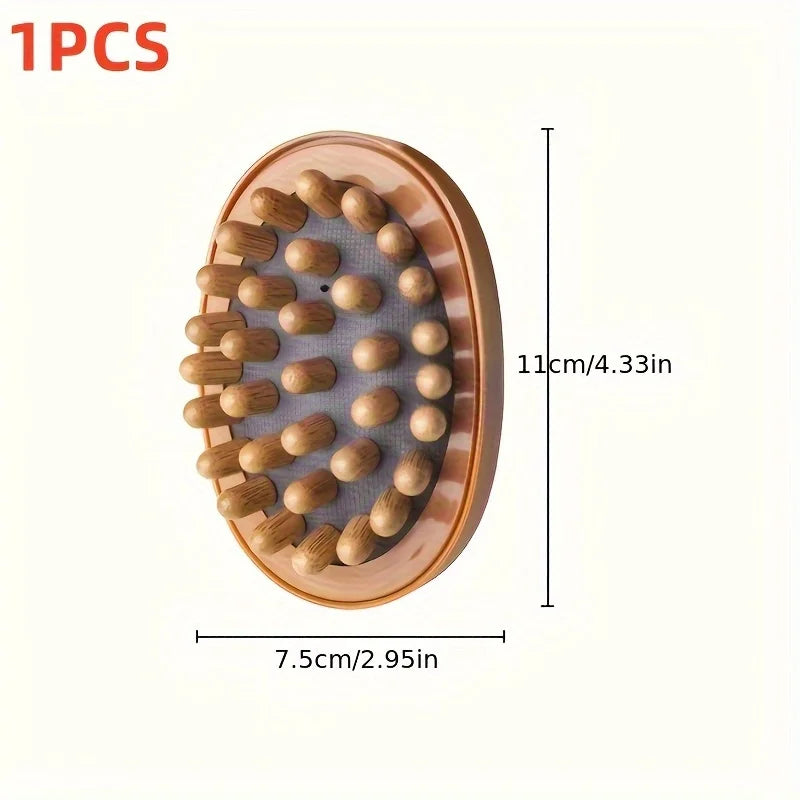 1pc 2pcs Natural Wooden Anti Massager Wooden Handheld Massager Body Brush Muscle Relaxation Sauna SPA Head Massage Brush.