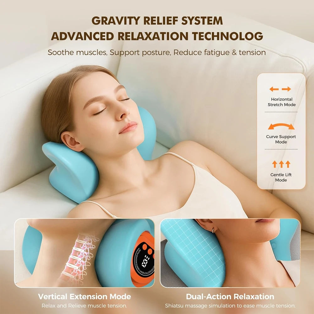 Electric Cervical Massager Neck Stretcher Chiropractic Traction Head Acupoint Massage Pillow Shouder Body Massager