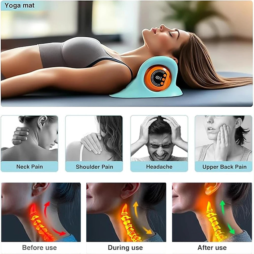 Electric Cervical Massager Neck Stretcher Chiropractic Traction Head Acupoint Massage Pillow Shouder Body Massager