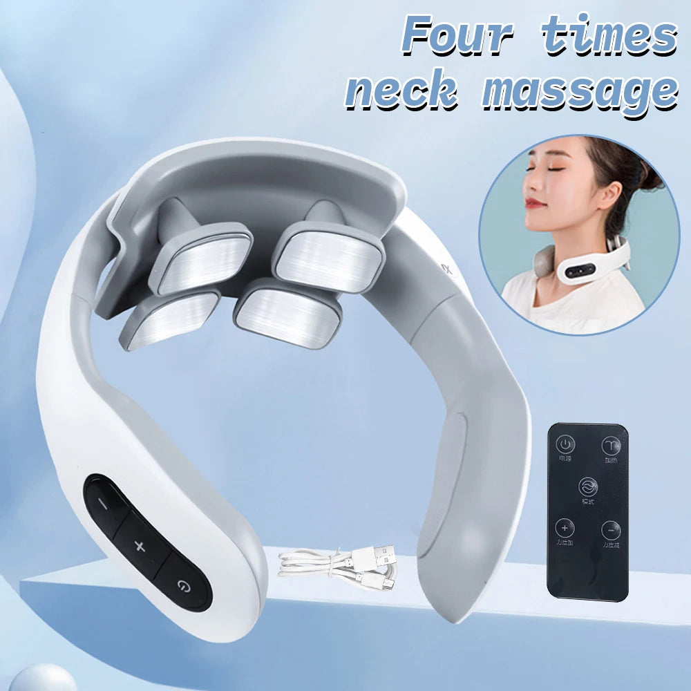Neck Massager Shiatsu Cervical Massager with Heat 4 Heads Electric Neck Massager for Pain Relief Deep Tissue 20 Speed 6 Modes