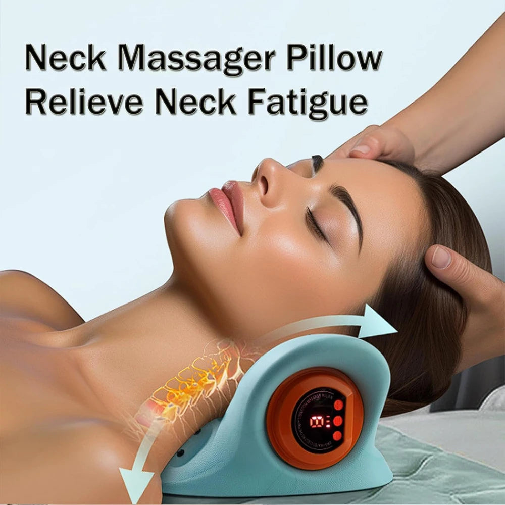Electric Cervical Massager Neck Stretcher Chiropractic Traction Head Acupoint Massage Pillow Shouder Body Massager