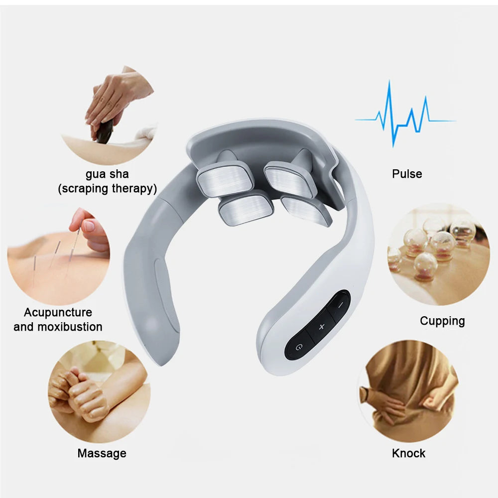 Neck Massager Shiatsu Cervical Massager with Heat 4 Heads Electric Neck Massager for Pain Relief Deep Tissue 20 Speed 6 Modes