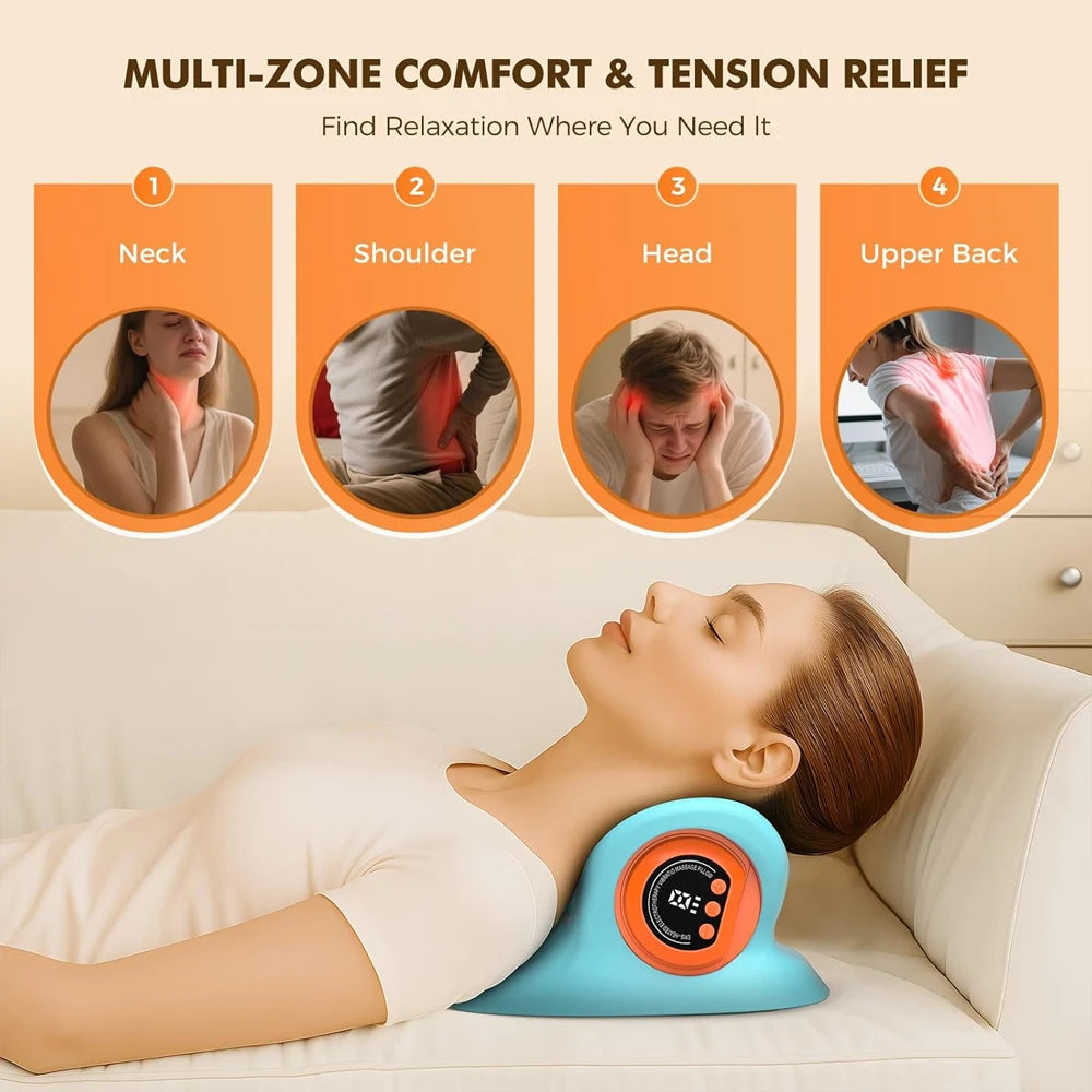 Electric Cervical Massager Neck Stretcher Chiropractic Traction Head Acupoint Massage Pillow Shouder Body Massager