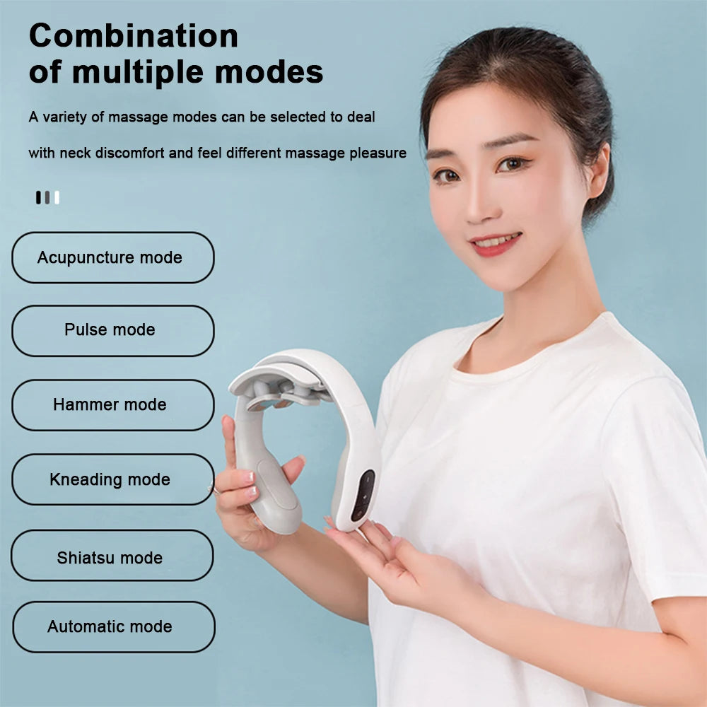 Neck Massager Shiatsu Cervical Massager with Heat 4 Heads Electric Neck Massager for Pain Relief Deep Tissue 20 Speed 6 Modes