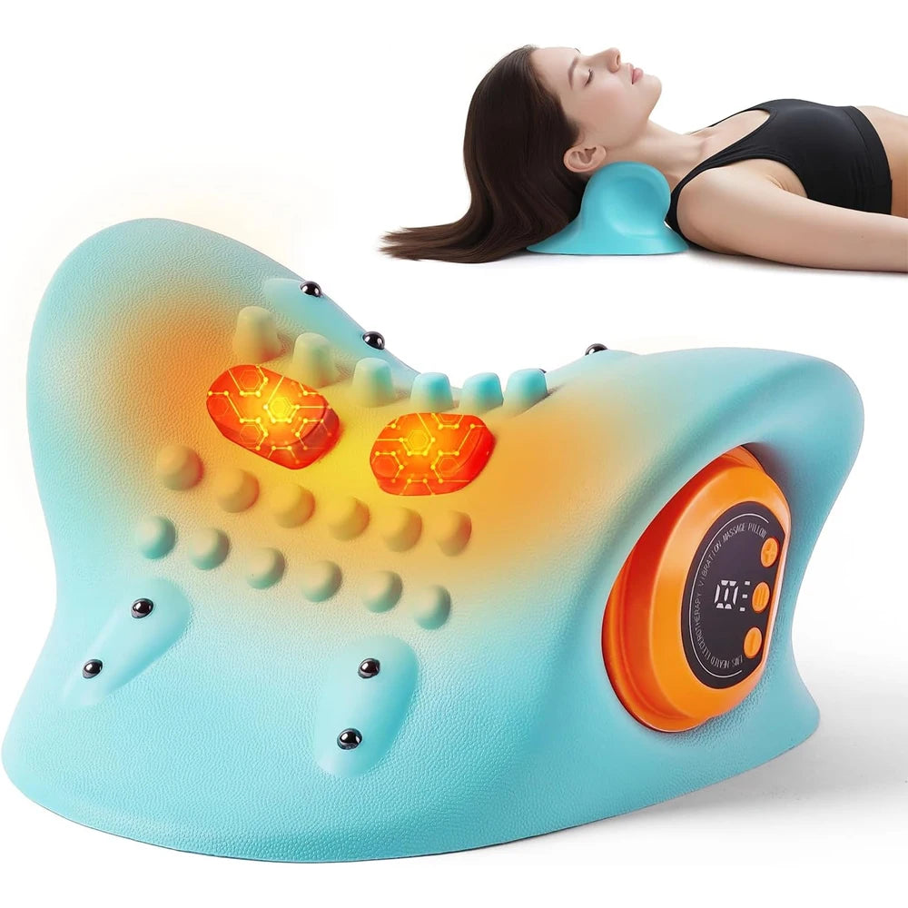 Electric Cervical Massager Neck Stretcher Chiropractic Traction Head Acupoint Massage Pillow Shouder Body Massager