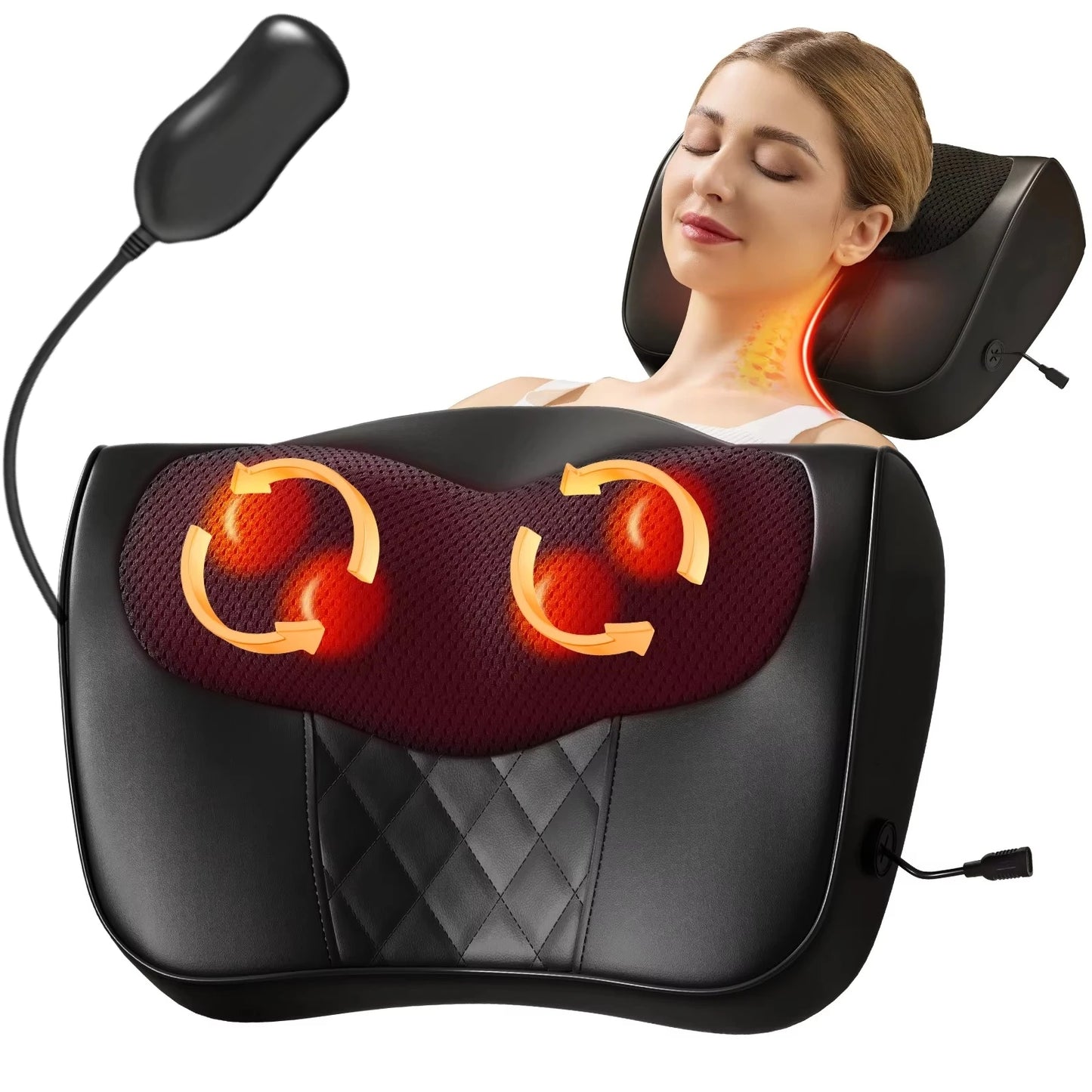 Back Massager for Deep Tissue Shiatsu Lower Neck Massager with Heat 3D Kneading Massage Pillow for Shoulder Legs Gifts for Mom D