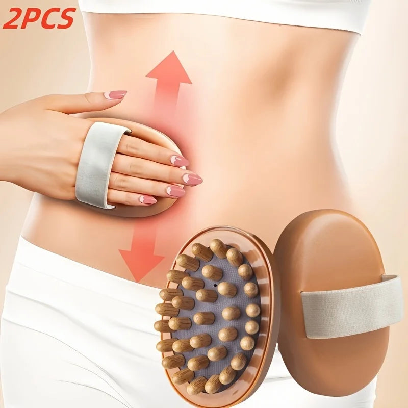 1pc 2pcs Natural Wooden Anti Massager Wooden Handheld Massager Body Brush Muscle Relaxation Sauna SPA Head Massage Brush.