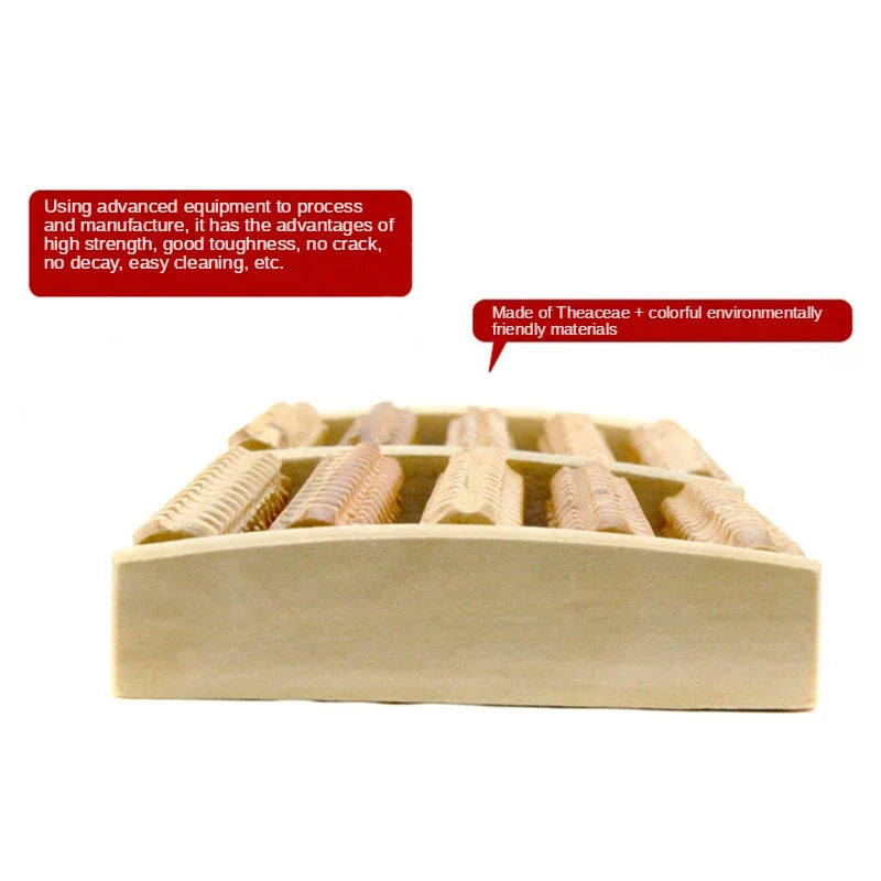Wooden 6 Row Foot Massager Pain Stress Relief Shiatsu Roller Foot Care Massager Roller Heath Therapy Relax Massage Massager Tool