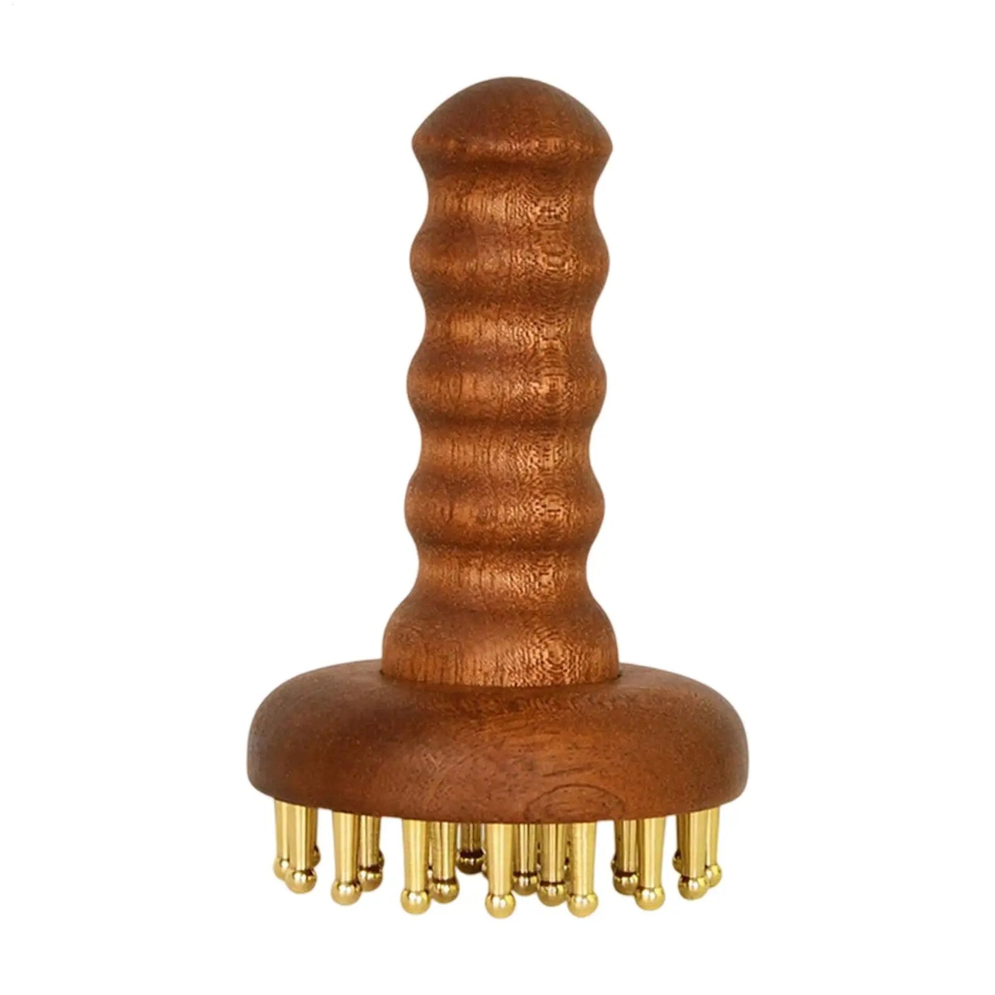 Massage Comb  SPA Gua Sha Tool Copper Head Massage Gua Sha Comb Long Wooden Handle Sturdy Meridian Point Massager Brush
