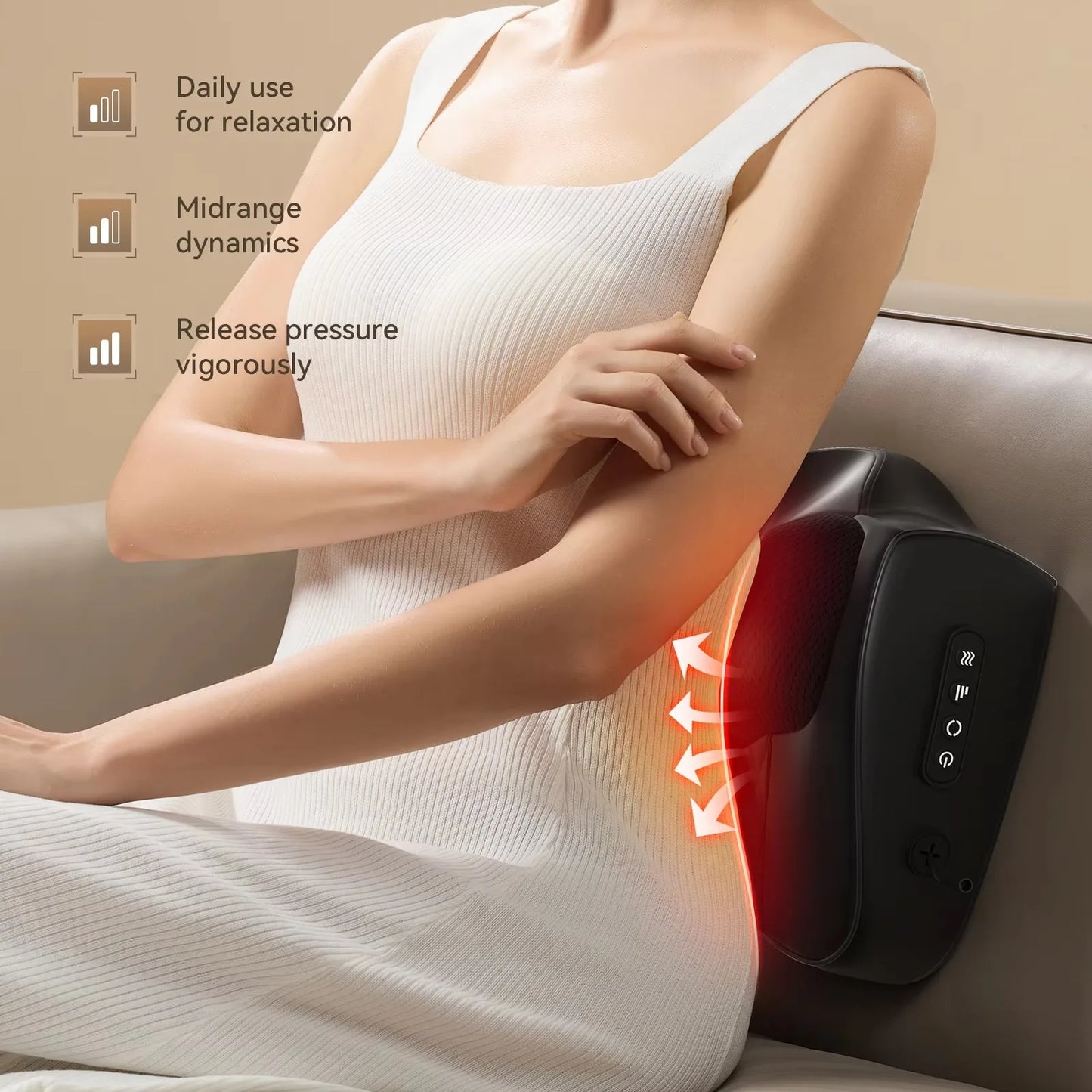 Back Massager for Deep Tissue Shiatsu Lower Neck Massager with Heat 3D Kneading Massage Pillow for Shoulder Legs Gifts for Mom D