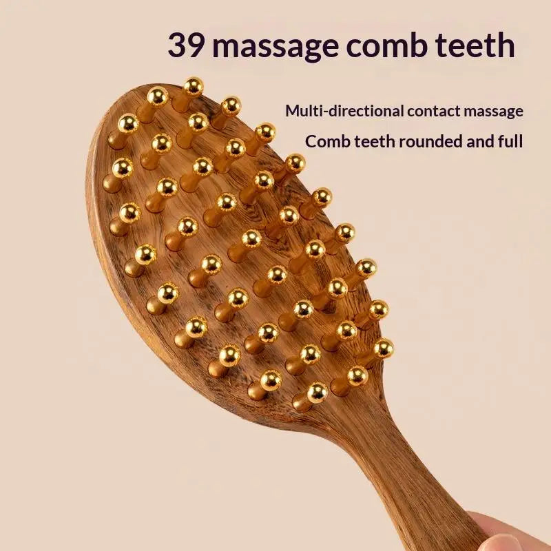 1PCS 39 Teeth Head Massage And Gua Sha Tool Long Handled Massage Comb Scalp Head Meridian Comb Thickened Wide Wooden Comb