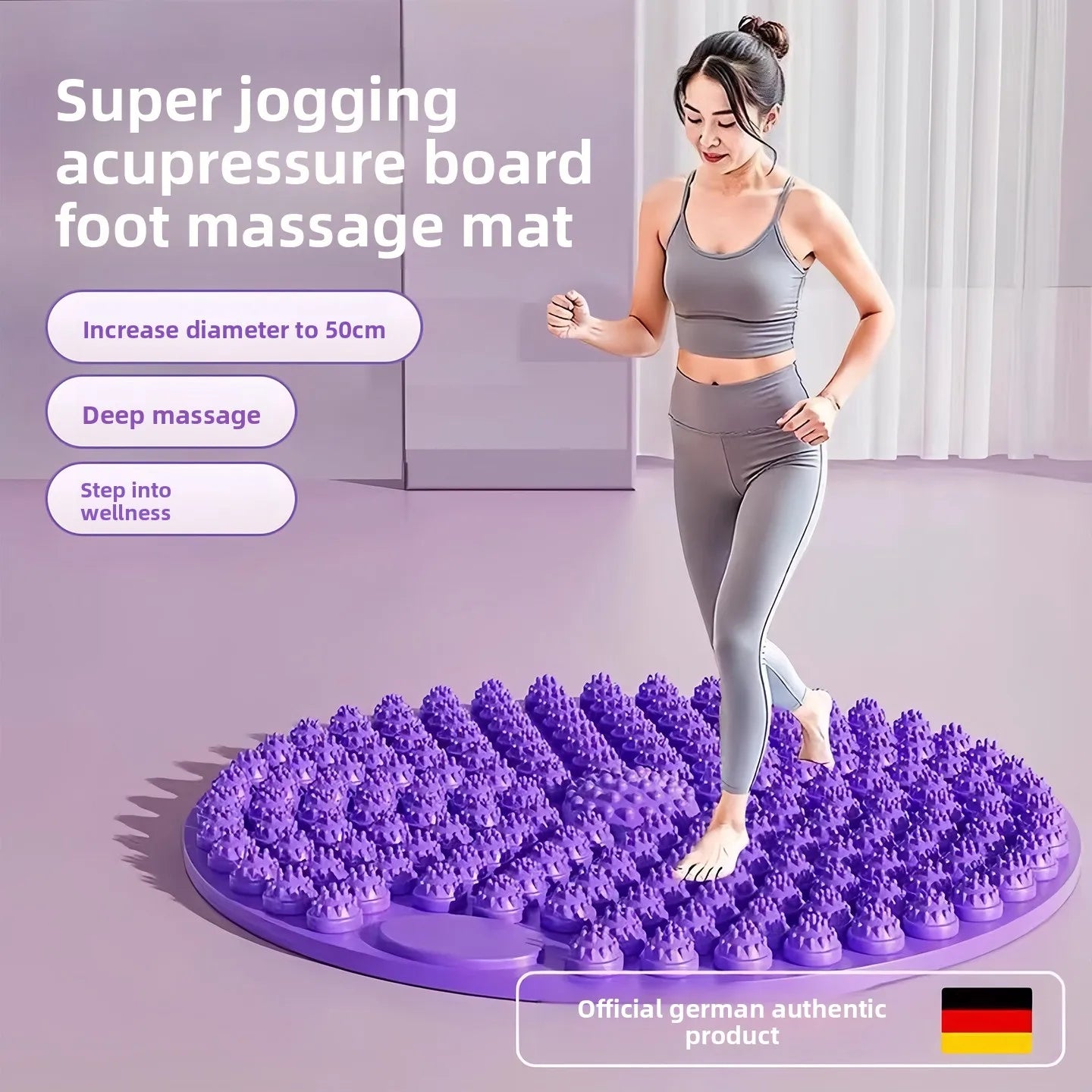Round Foot Massage Mat, Super Jogging Acupressure Plate Indoor in-place Running Foot Pad Foot Massage Roller for Plantar Relief
