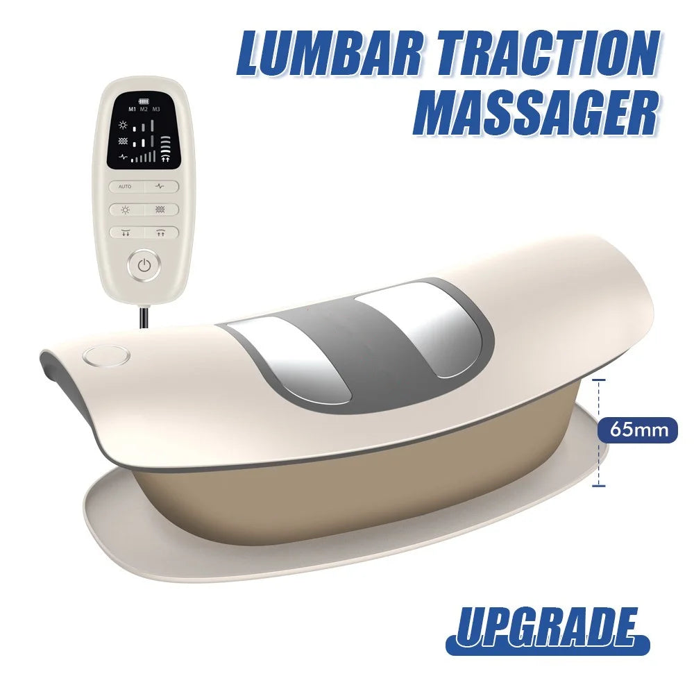 Ergonomic Electric Lumbar Traction Massager Adjustable Vibration Waist Spine Support Back Massage Machine Inflatable Stretcher