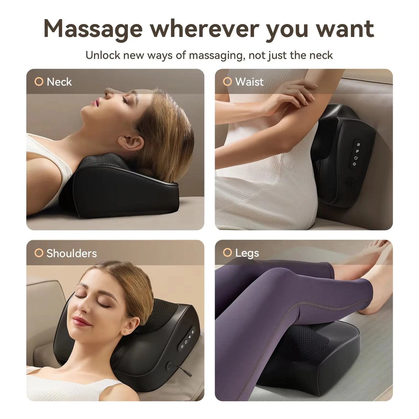 Back Massager for Deep Tissue Shiatsu Lower Neck Massager with Heat 3D Kneading Massage Pillow for Shoulder Legs Gifts for Mom D