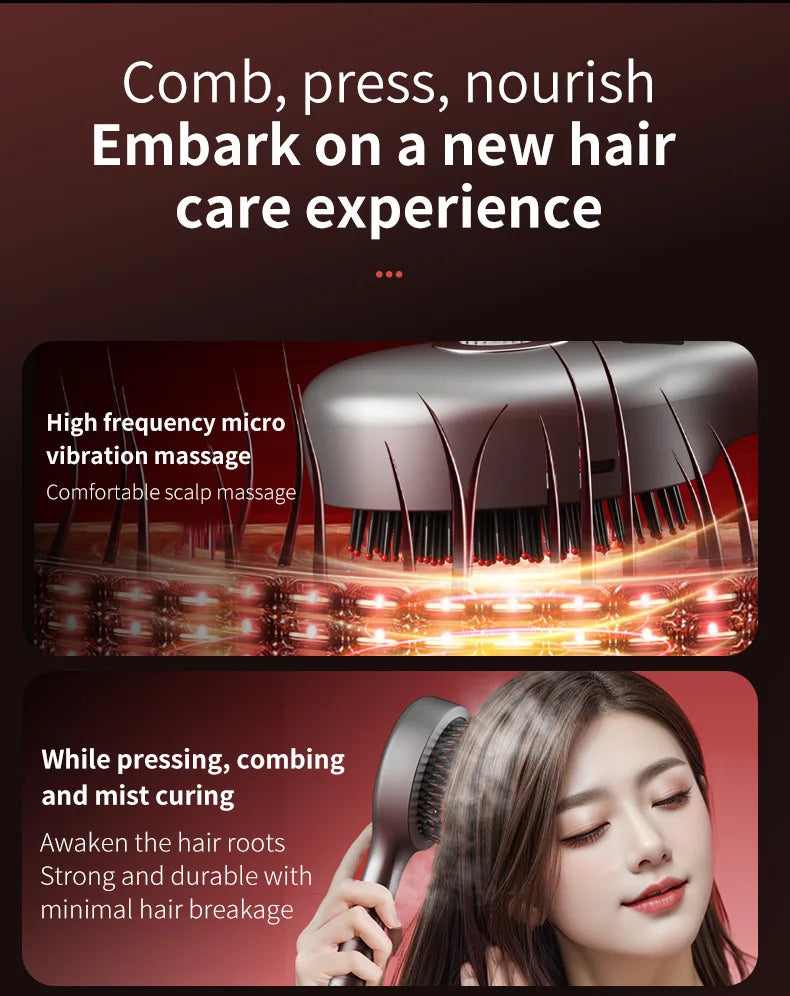 Handheld Vibration Micro-current EMS Head Massage Wireless Red light Drug Spray Massage Comb Head Fatigue Anti-hair Loss Massage