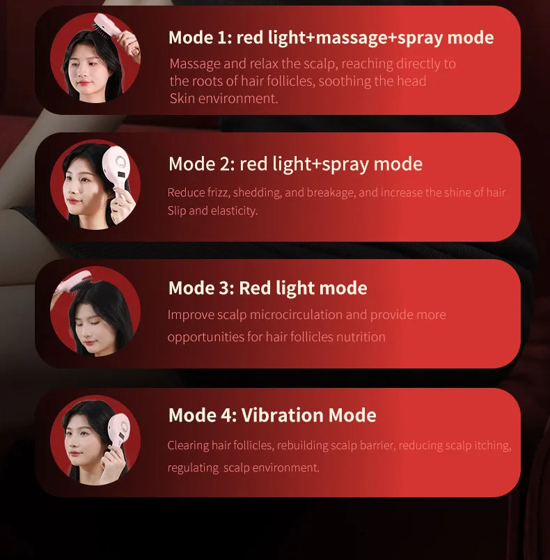 Handheld Vibration Micro-current EMS Head Massage Wireless Red light Drug Spray Massage Comb Head Fatigue Anti-hair Loss Massage