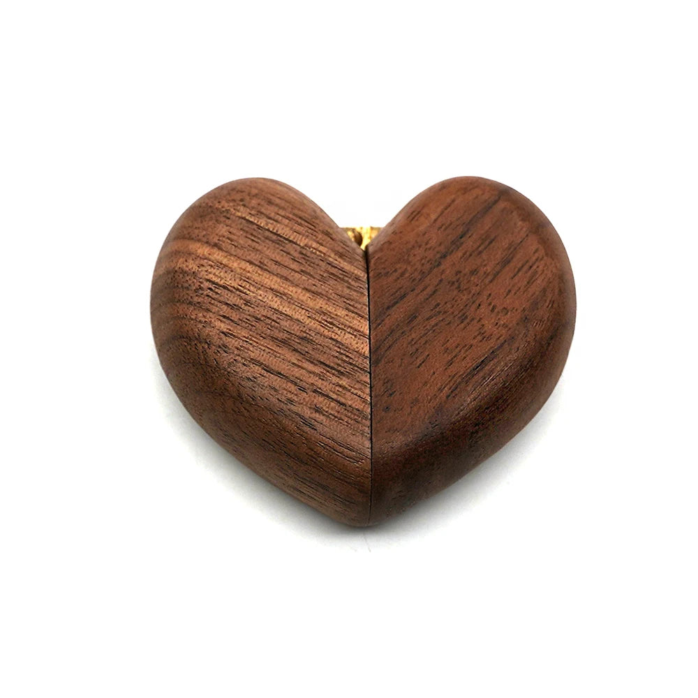Romantic Heart - Shaped Wooden Wedding Ring Proposal Box,  Customizable for Weddings, Unique Jewelry Holder Gift