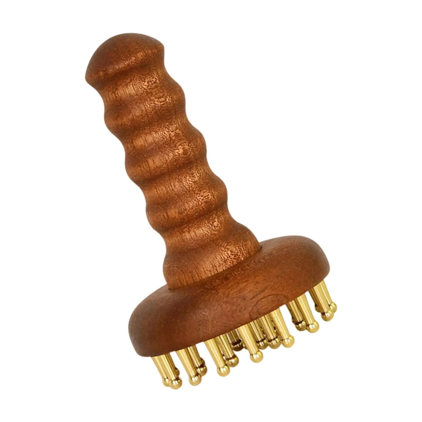 Massage Comb  SPA Gua Sha Tool Copper Head Massage Gua Sha Comb Long Wooden Handle Sturdy Meridian Point Massager Brush
