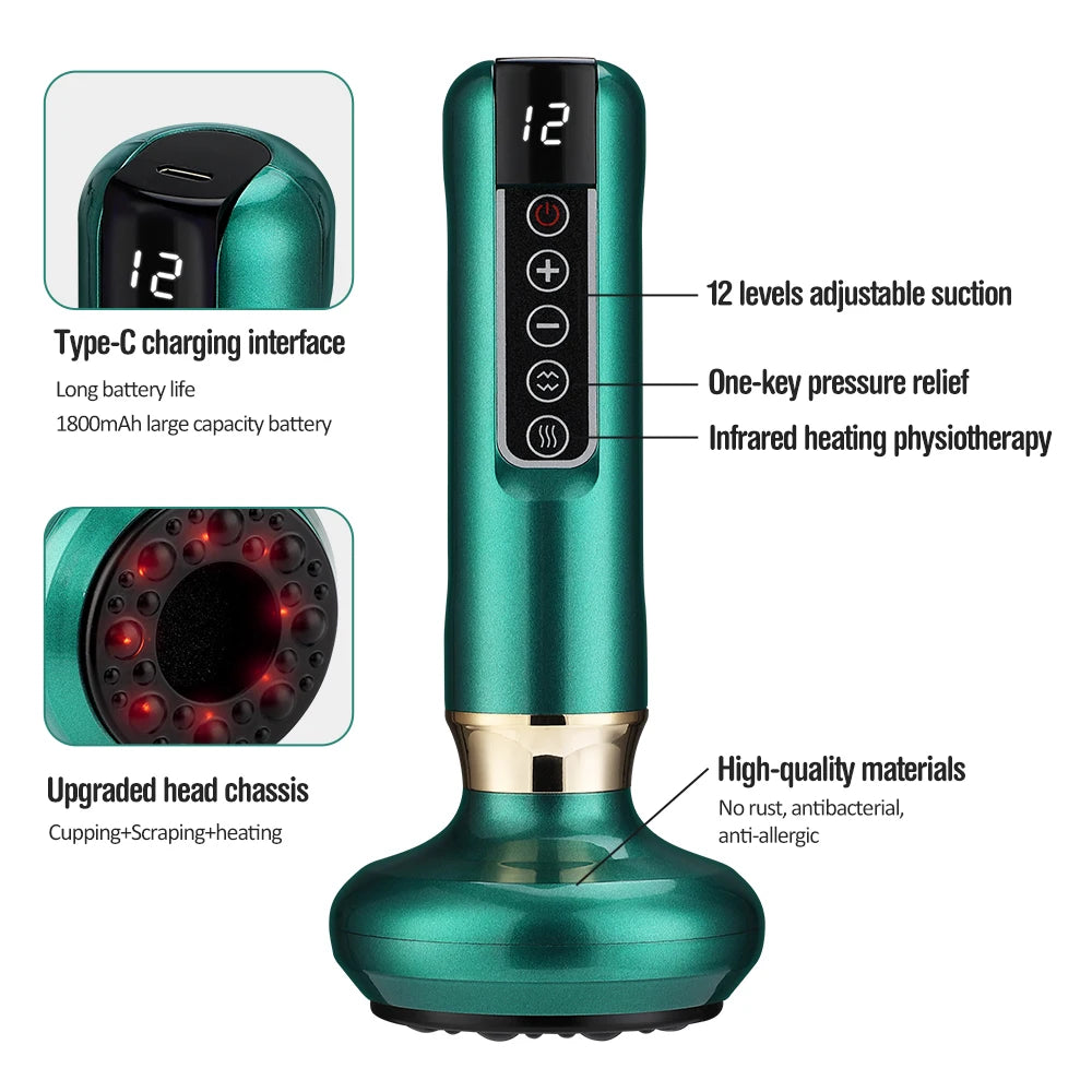 Dropshipping 12 Levels Electric Cupping Massager Vacuum Suction Cupping Blood Circulation with Body Oil