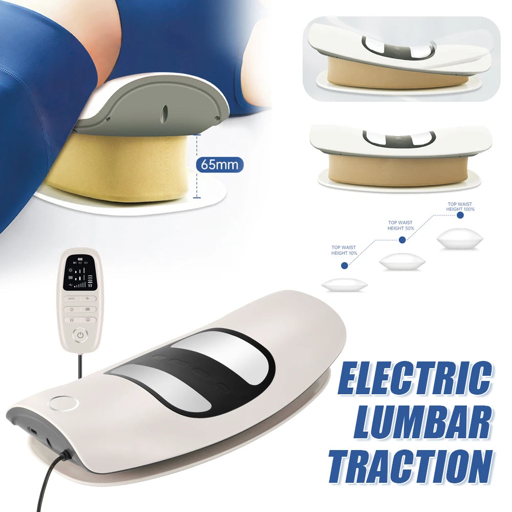 Ergonomic Electric Lumbar Traction Massager Adjustable Vibration Waist Spine Support Back Massage Machine Inflatable Stretcher