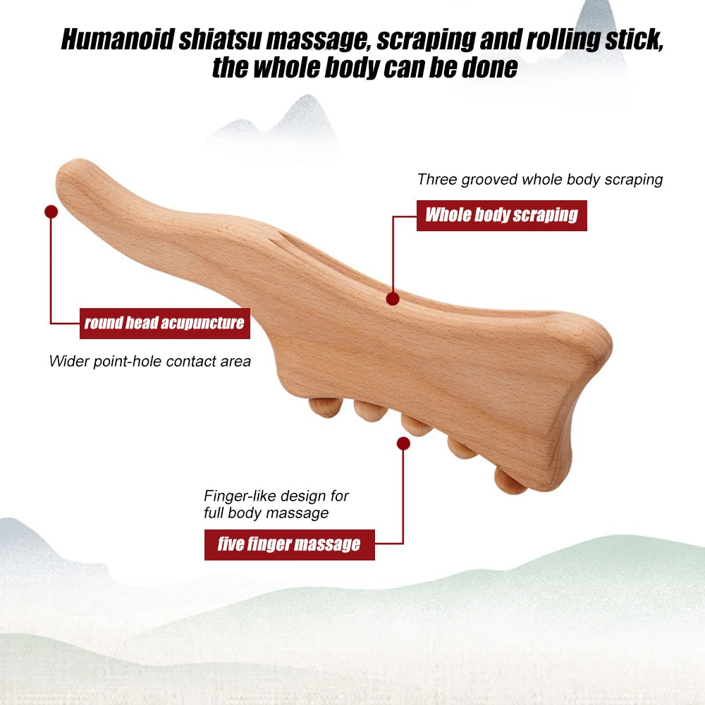 Wooden Massager Handheld Massager Stick for Fascia,Cellulite, Muscle & Abdomen ,Body Therapy Massager, Muscle Belly Relief Tool