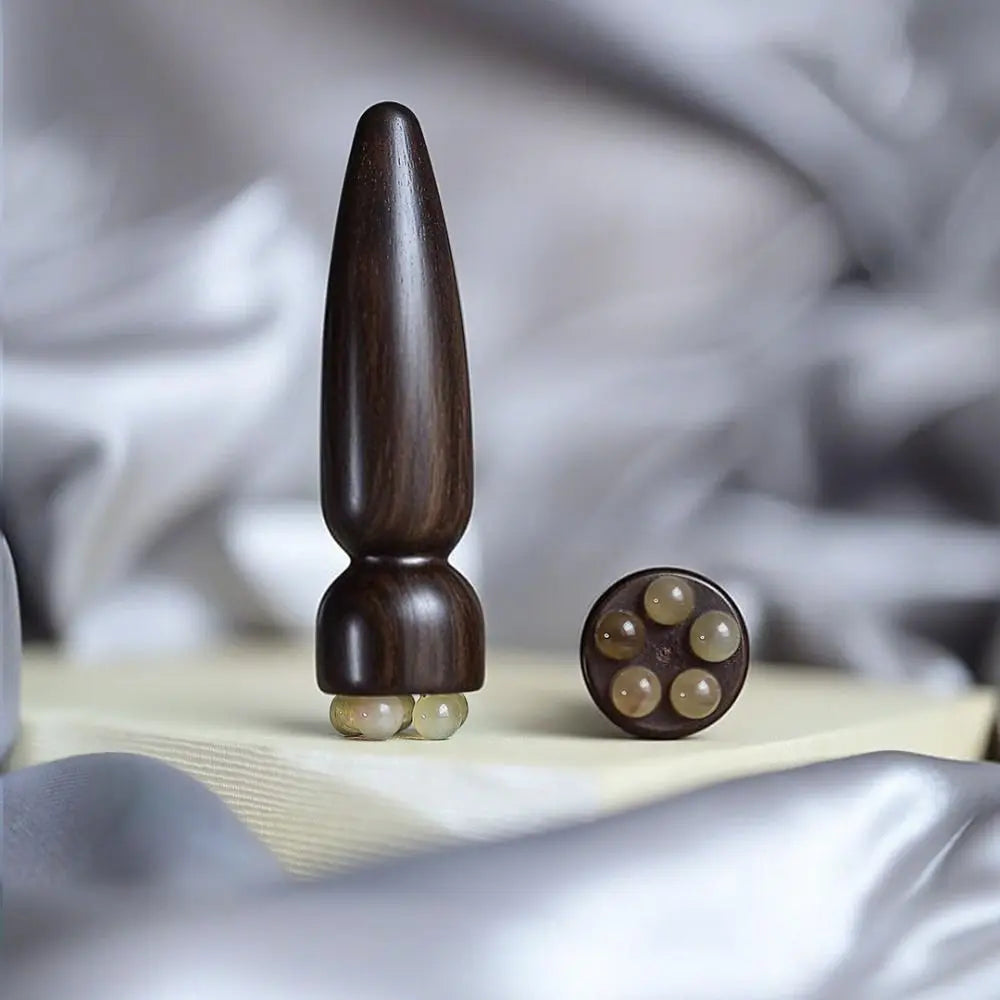New Sandalwood Facial Massager Small Lotus Pod Wooden Facial Relaxation Equipment No Paint Eye Massage Stick Facial Skin Care