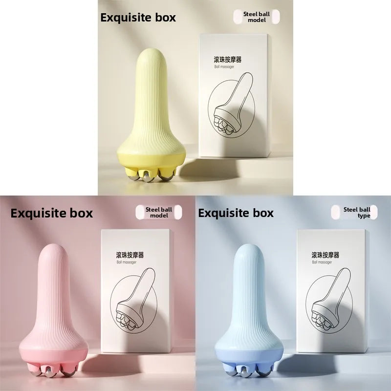 Handheld portable abdominal and leg unblocking meridian roller massage tool,360 ° rotating magnetic bead motion shaping massager