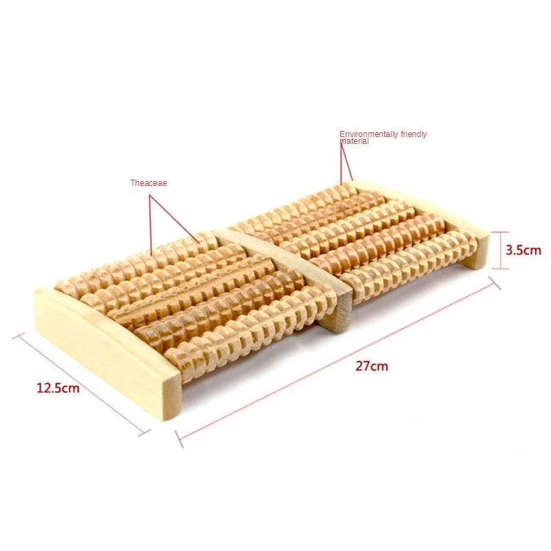 Wooden 6 Row Foot Massager Pain Stress Relief Shiatsu Roller Foot Care Massager Roller Heath Therapy Relax Massage Massager Tool