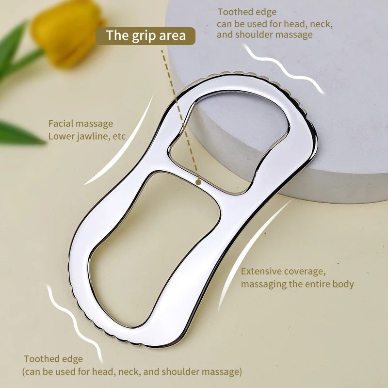 1pc stainless steel massager, universal massage guasha massager, grip handle design, no electricity massager, portable practical