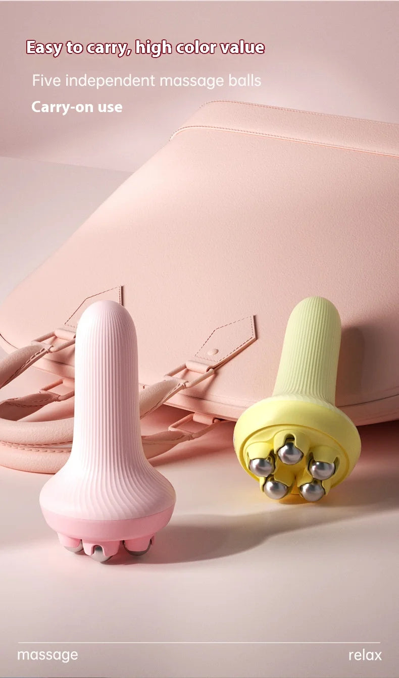 Handheld portable abdominal and leg unblocking meridian roller massage tool,360 ° rotating magnetic bead motion shaping massager