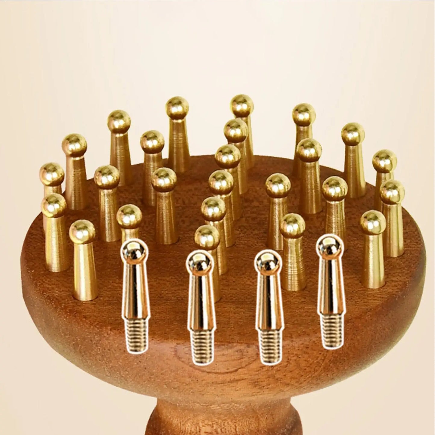 Massage Comb  SPA Gua Sha Tool Copper Head Massage Gua Sha Comb Long Wooden Handle Sturdy Meridian Point Massager Brush