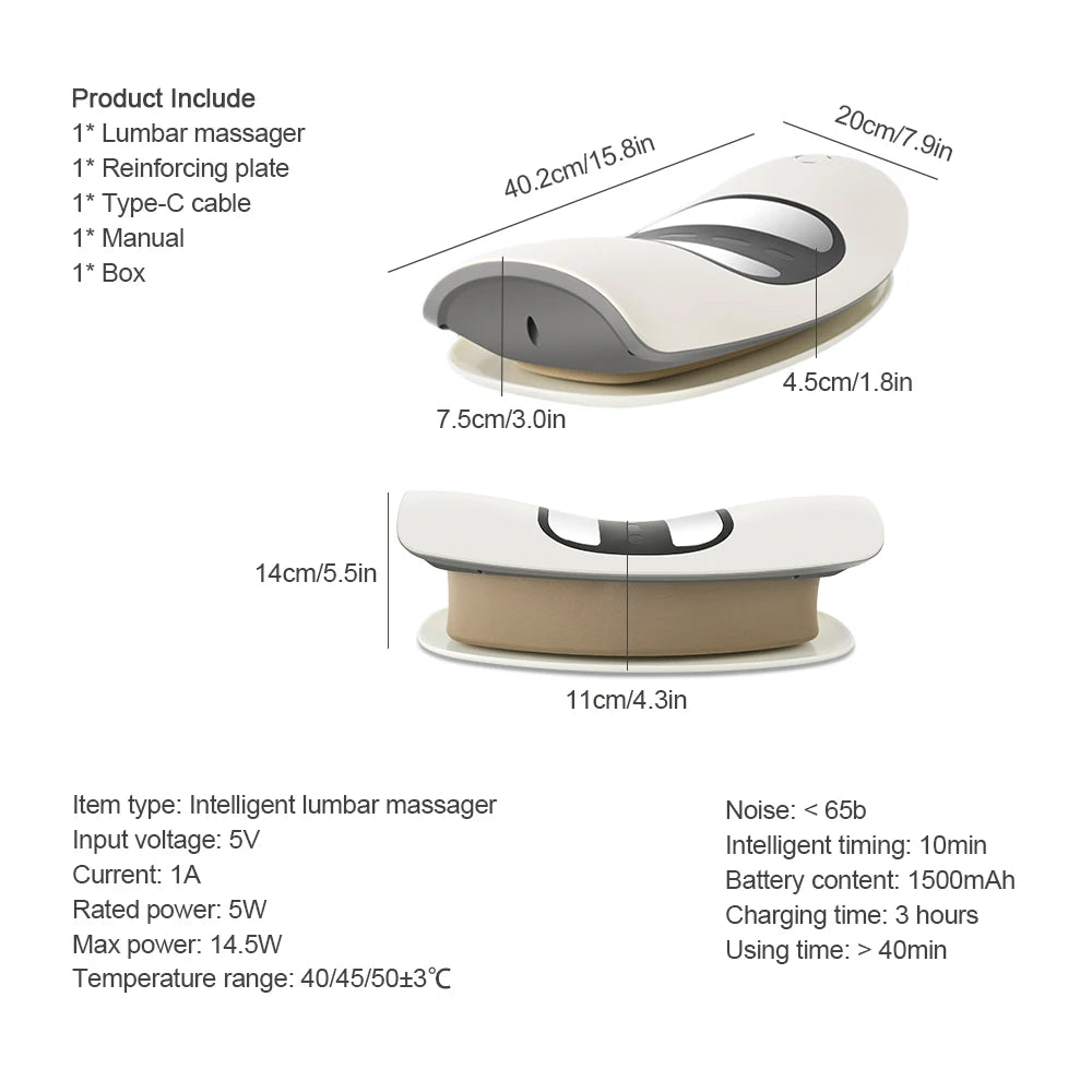 Ergonomic Electric Lumbar Traction Massager Adjustable Vibration Waist Spine Support Back Massage Machine Inflatable Stretcher