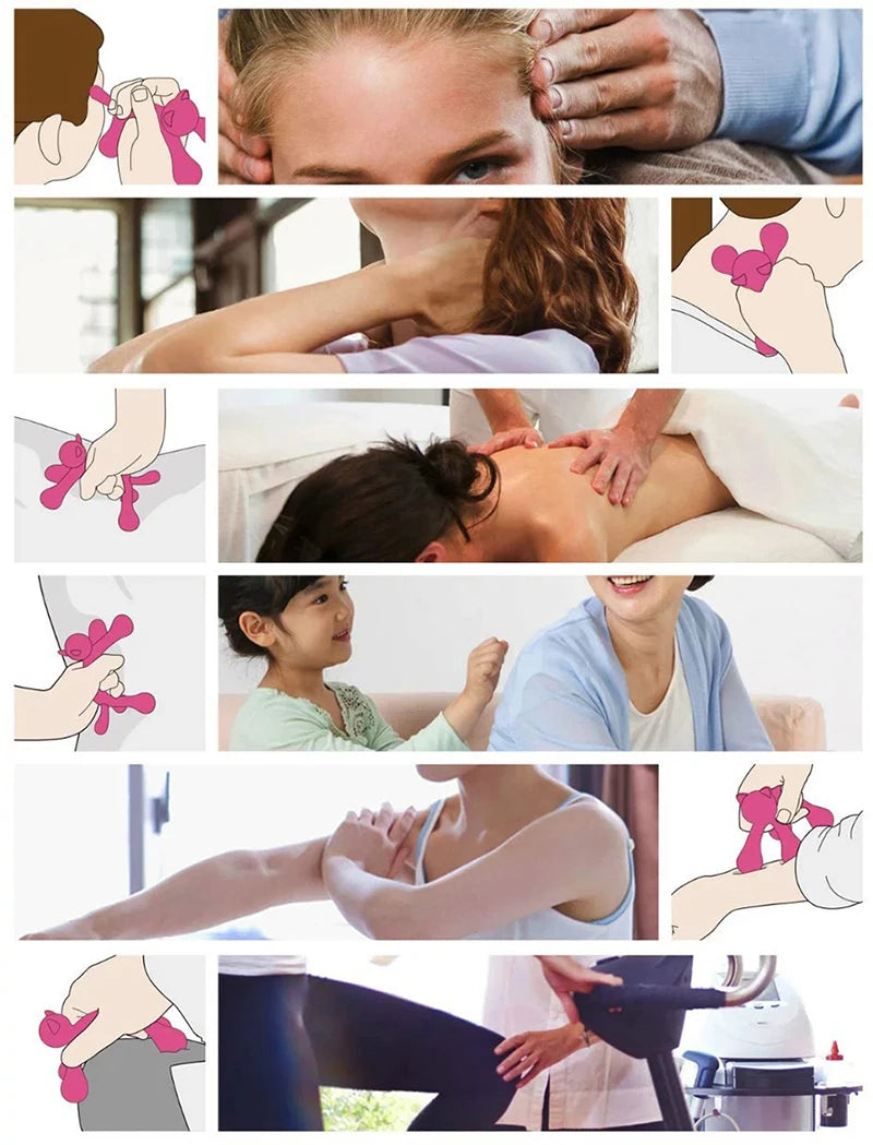 Handheld Arch Body Massager Health Balance Four Ball Back Mini Massage Stick Relax  Acupressure Health Massage Tool