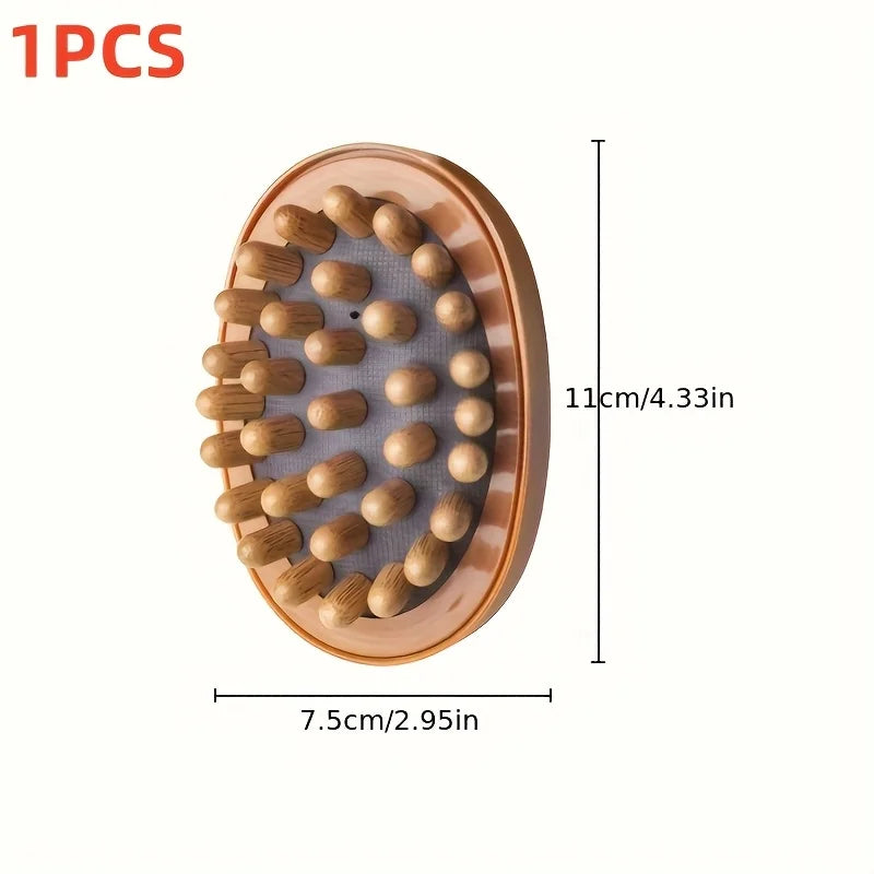 1pc 2pcs Natural Wooden Anti Massager Wooden Handheld Massager Body Brush Muscle Relaxation Sauna SPA Head Massage Brush.