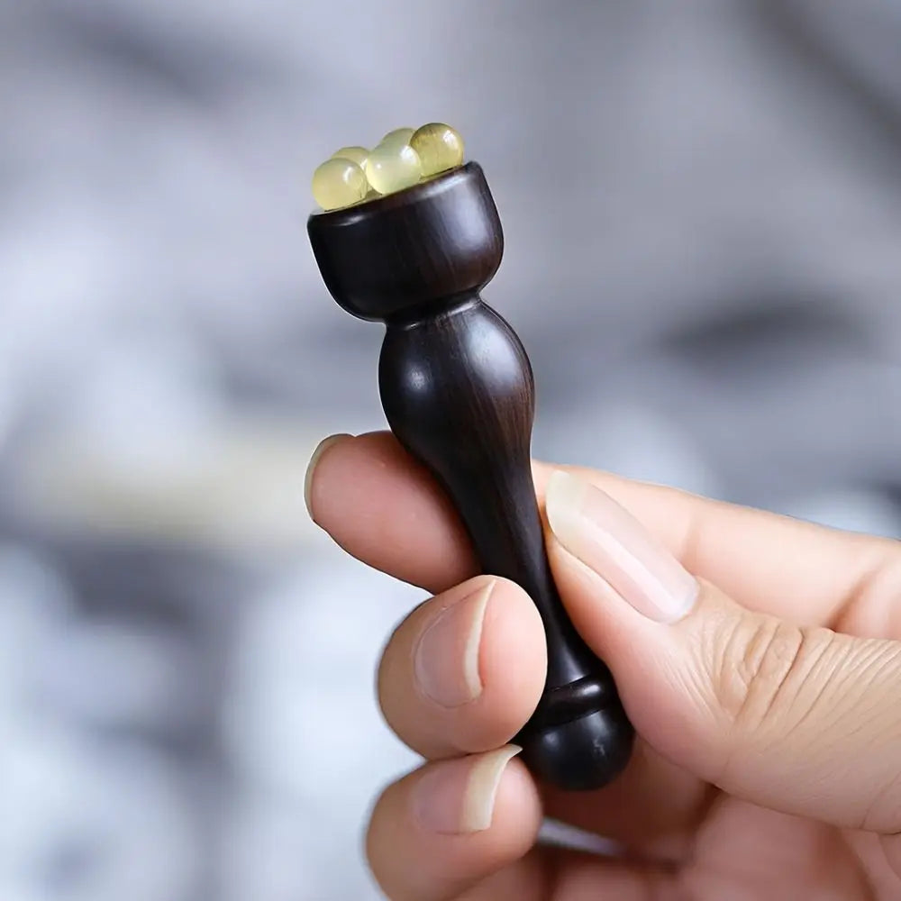 New Sandalwood Facial Massager Small Lotus Pod Wooden Facial Relaxation Equipment No Paint Eye Massage Stick Facial Skin Care
