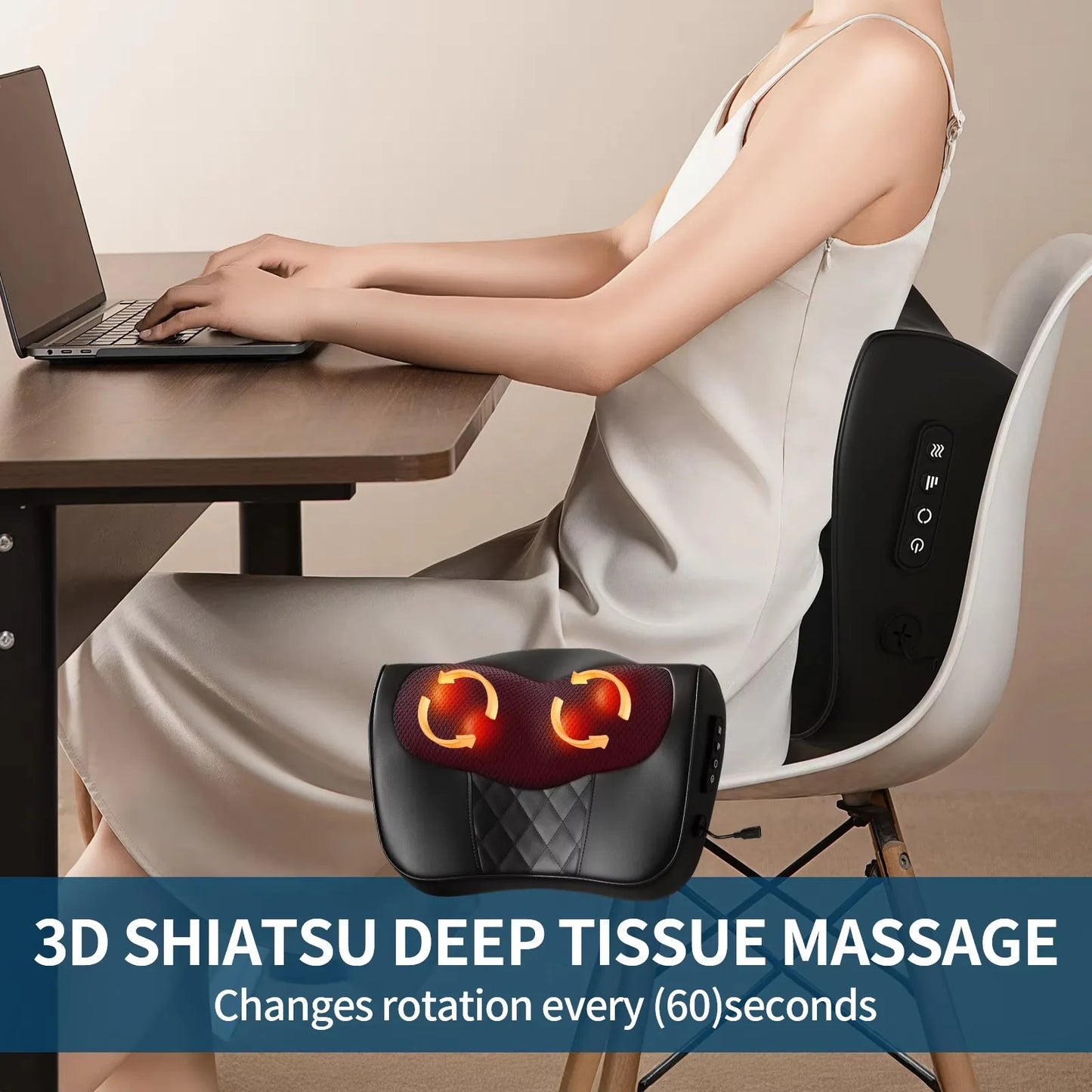 Back Massager for Deep Tissue Shiatsu Lower Neck Massager with Heat 3D Kneading Massage Pillow for Shoulder Legs Gifts for Mom D