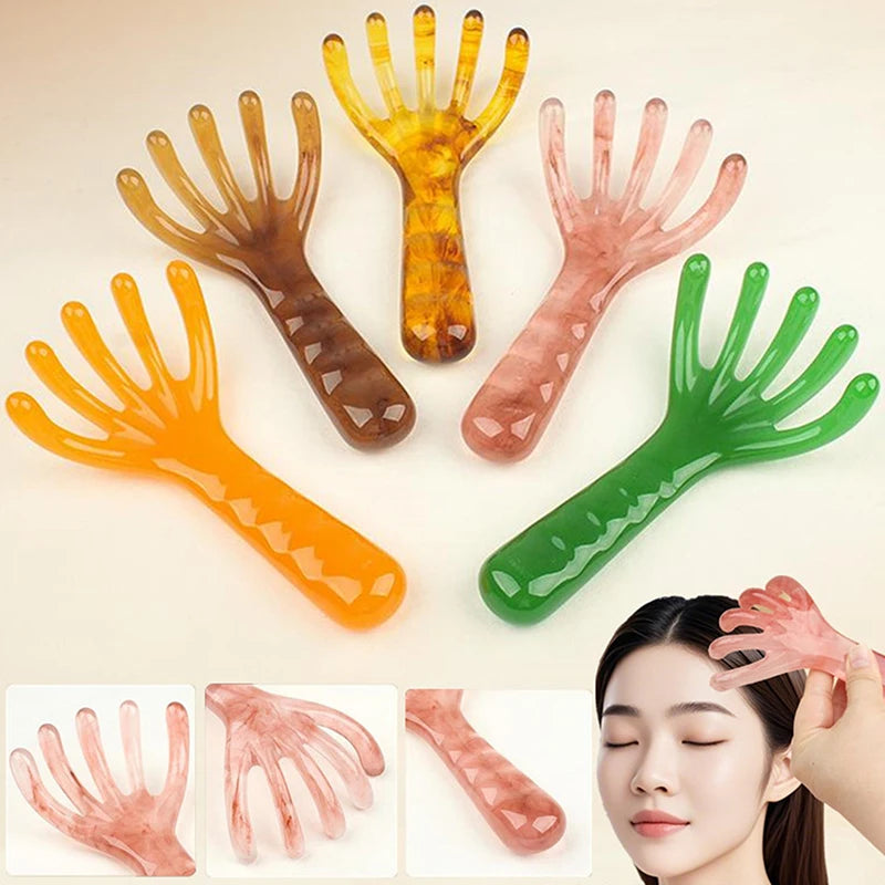1 Pcs Head Massager Manual Hair Scalp Massager Gua Sha Five Claw Massage Tool Comb Portable Handheld Resin Relax Tool For Gifts