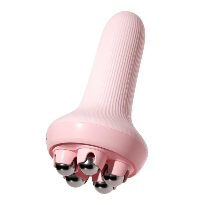 Handheld portable abdominal and leg unblocking meridian roller massage tool,360 ° rotating magnetic bead motion shaping massager