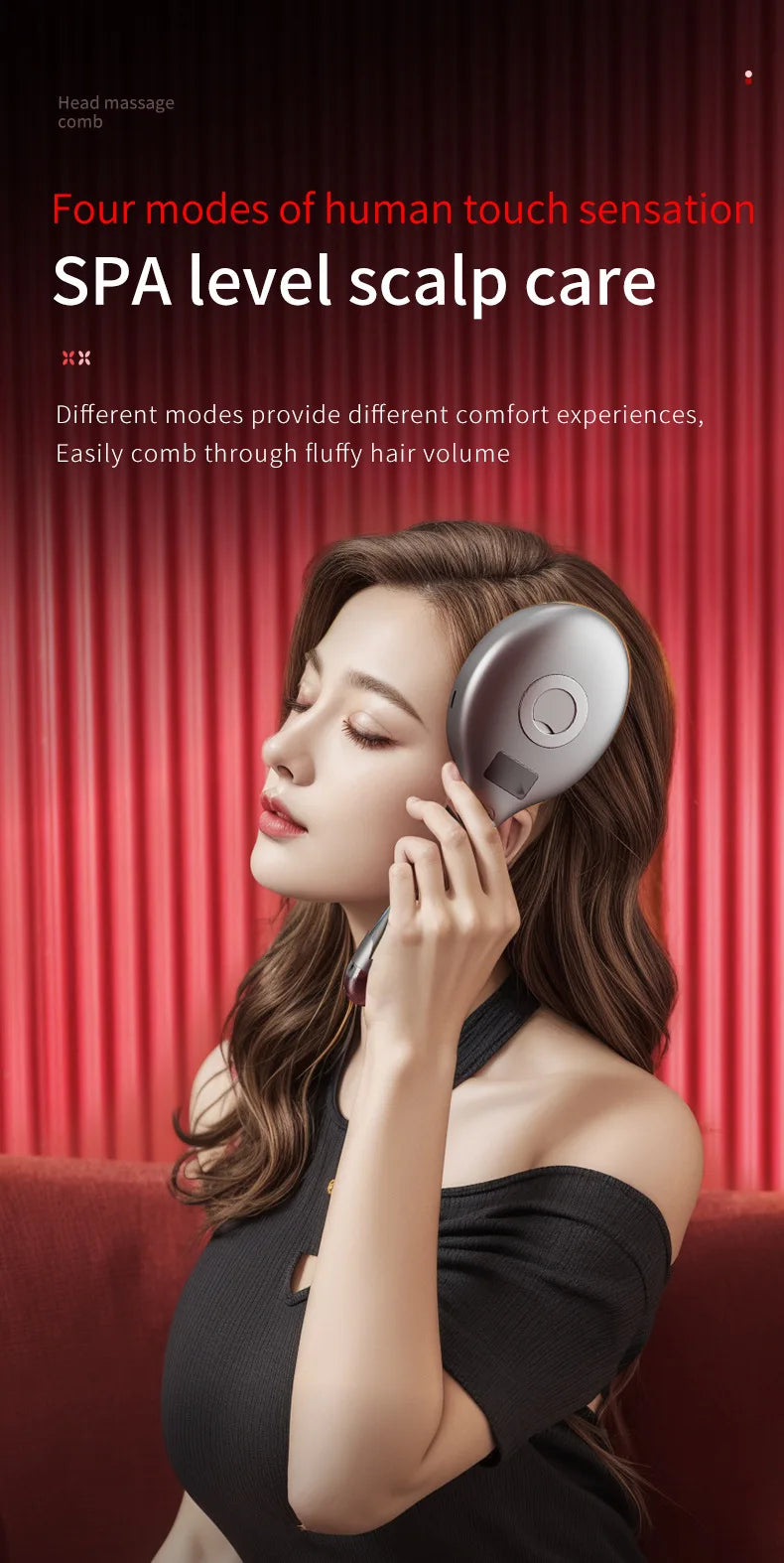 Handheld Vibration Micro-current EMS Head Massage Wireless Red light Drug Spray Massage Comb Head Fatigue Anti-hair Loss Massage