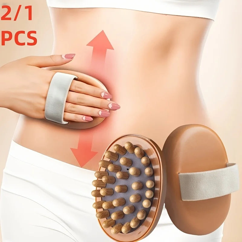 1pc 2pcs Natural Wooden Anti Massager Wooden Handheld Massager Body Brush Muscle Relaxation Sauna SPA Head Massage Brush.