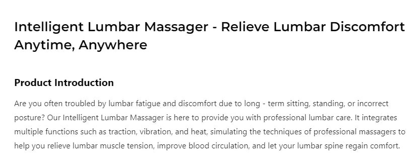 Ergonomic Electric Lumbar Traction Massager Adjustable Vibration Waist Spine Support Back Massage Machine Inflatable Stretcher