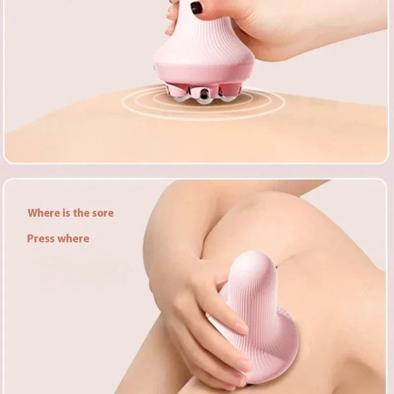 Handheld portable abdominal and leg unblocking meridian roller massage tool,360 ° rotating magnetic bead motion shaping massager