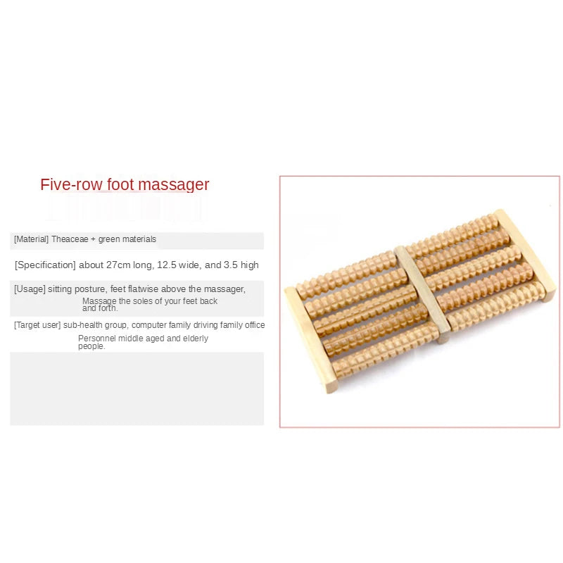Wooden 6 Row Foot Massager Pain Stress Relief Shiatsu Roller Foot Care Massager Roller Heath Therapy Relax Massage Massager Tool