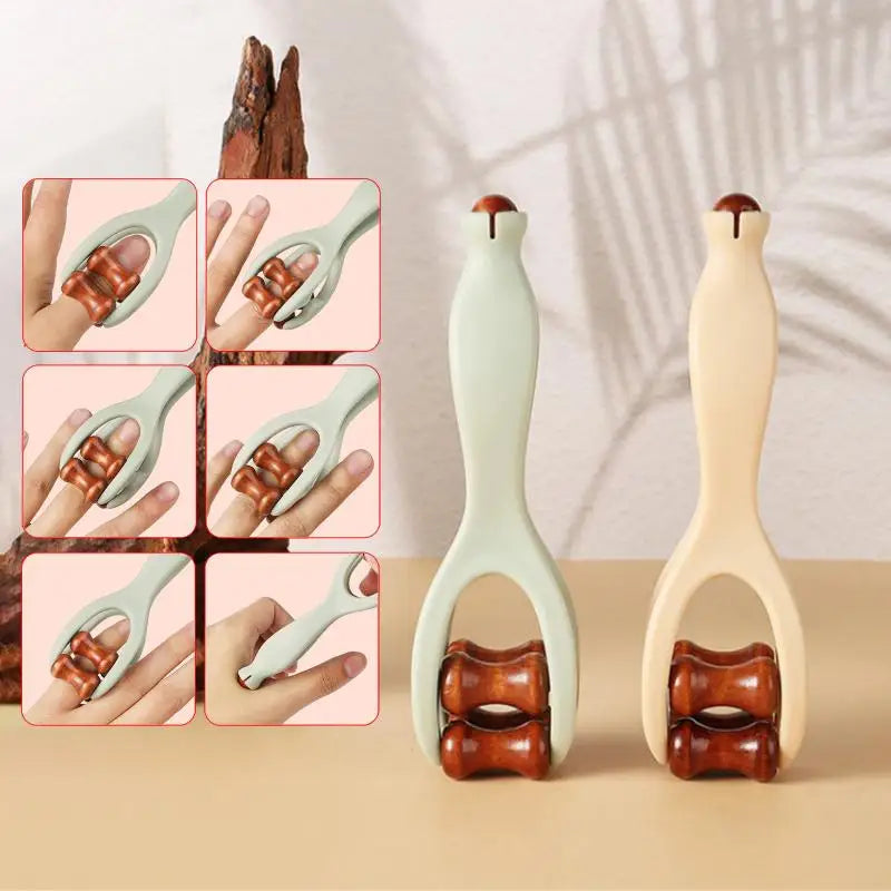 For Hand Meridian Relief Solid Wood Finger Massage Roller With 360° Rollers Clip Design Finger Massager Acupressure Stick