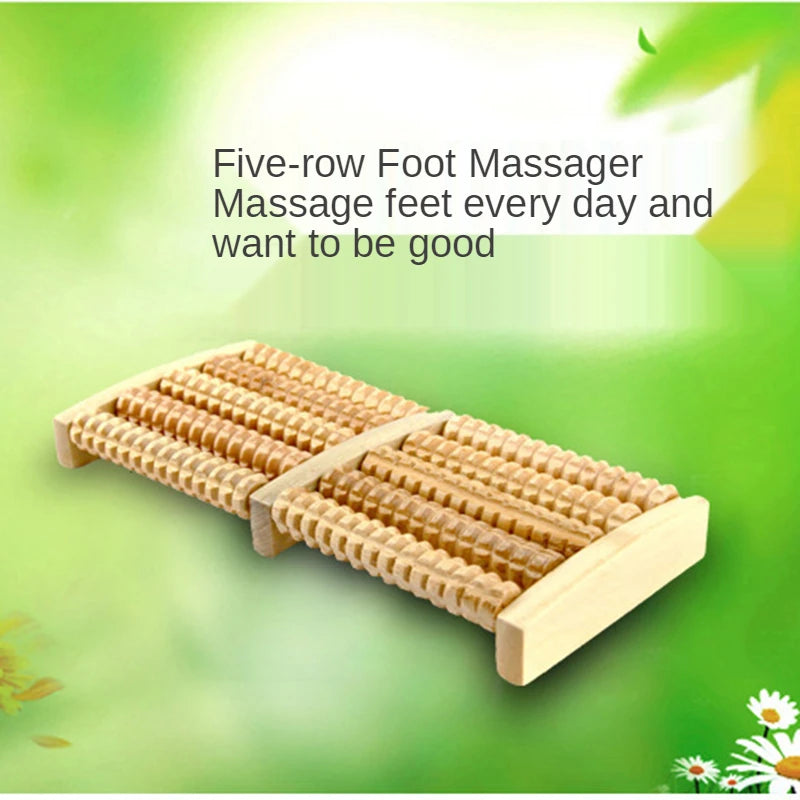 Wooden 6 Row Foot Massager Pain Stress Relief Shiatsu Roller Foot Care Massager Roller Heath Therapy Relax Massage Massager Tool