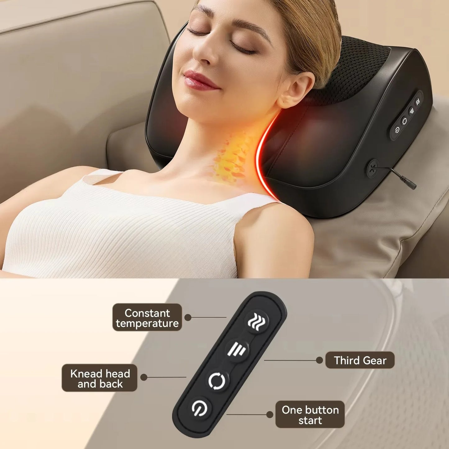 Back Massager for Deep Tissue Shiatsu Lower Neck Massager with Heat 3D Kneading Massage Pillow for Shoulder Legs Gifts for Mom D