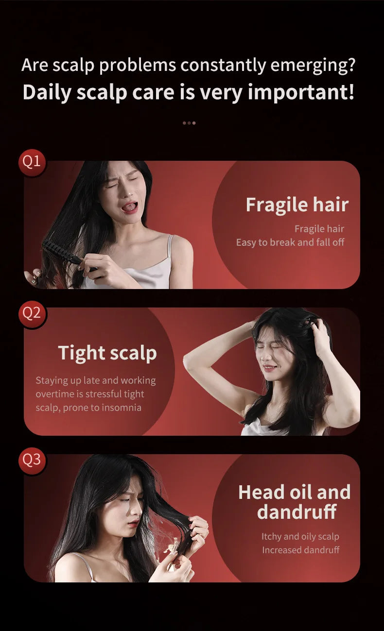 Handheld Vibration Micro-current EMS Head Massage Wireless Red light Drug Spray Massage Comb Head Fatigue Anti-hair Loss Massage