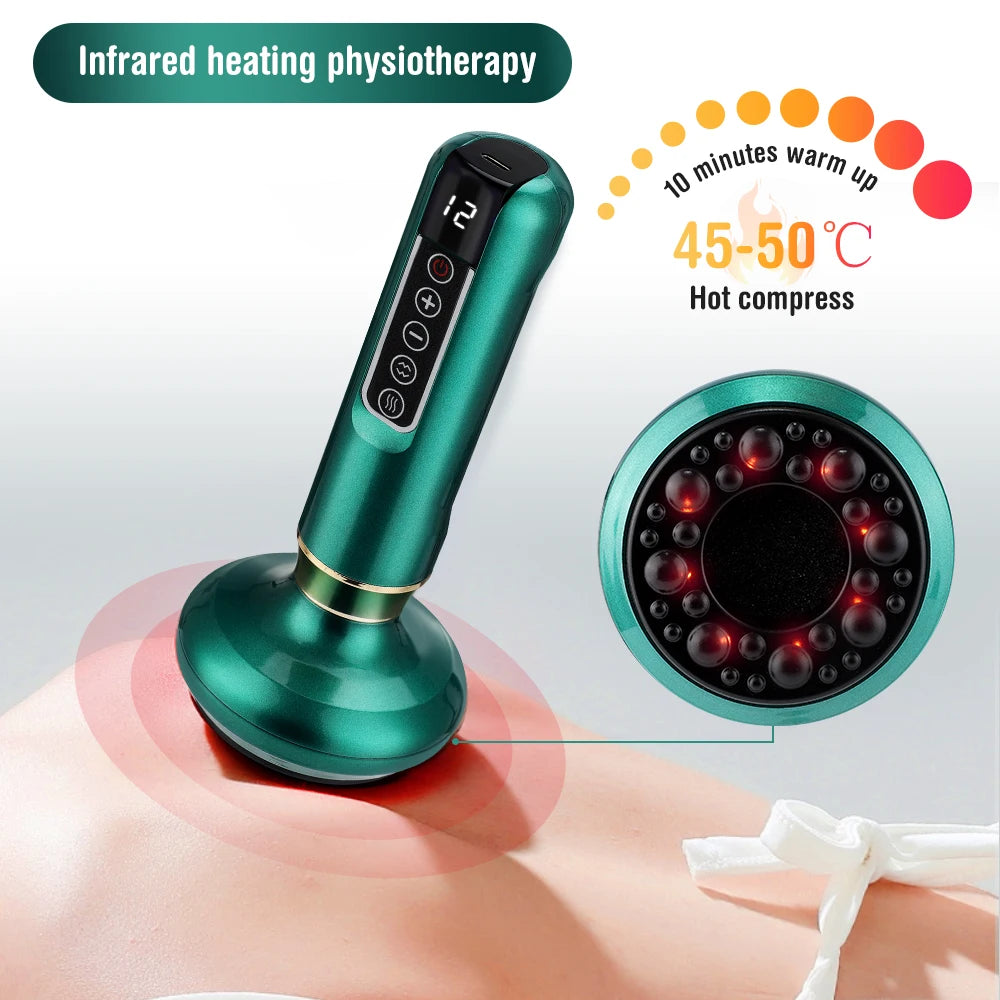 Dropshipping 12 Levels Electric Cupping Massager Vacuum Suction Cupping Blood Circulation with Body Oil